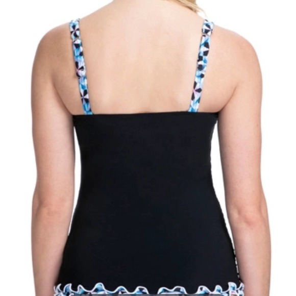 Profile by Gottex Women's Pinwheel Scoop Neck Shirred Underwire Tankini Swim Top - Picture 3 of 4